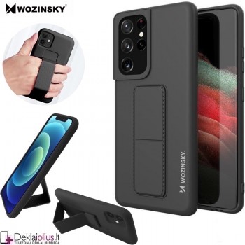 Wozinsky silikoninis dėklas - stovas juodas (Samsung S21 Ultra)   